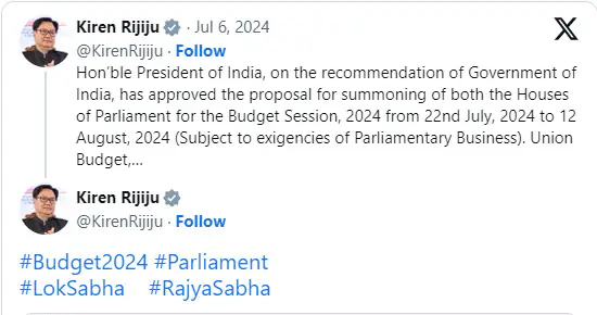Kiran Rijju Tweet
